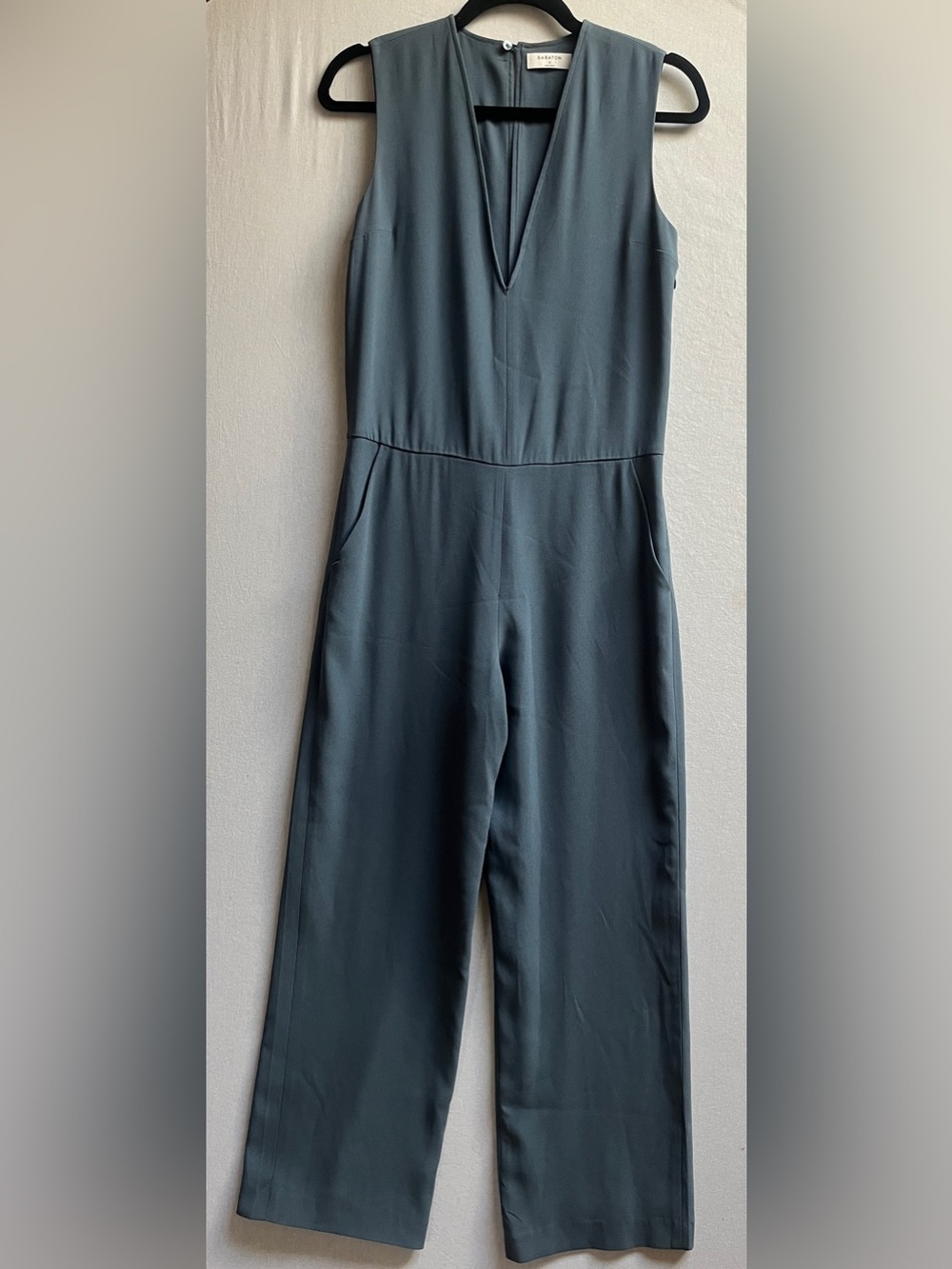 Babaton Aritzia Sleeveless V-Neck Wide Leg Crepe Jumpsuit Black S